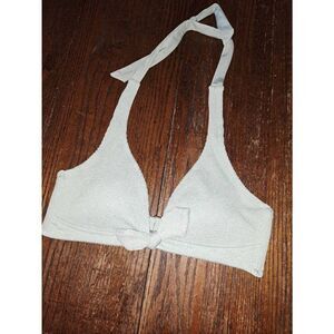 Large Blue Green Kona Sol Halter Tie Padded Bikini Swimsuit Bathing Suit Top